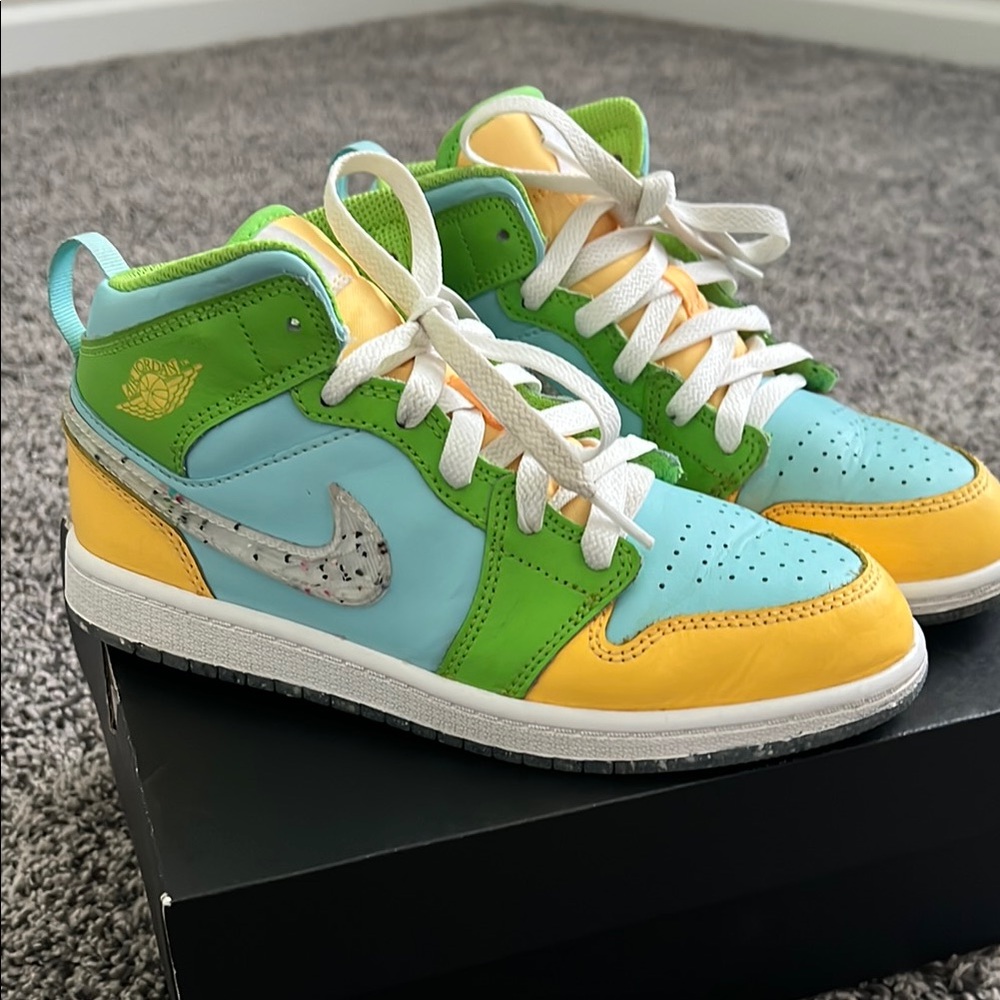 Nike Yellow and Green High-Top Sneakers